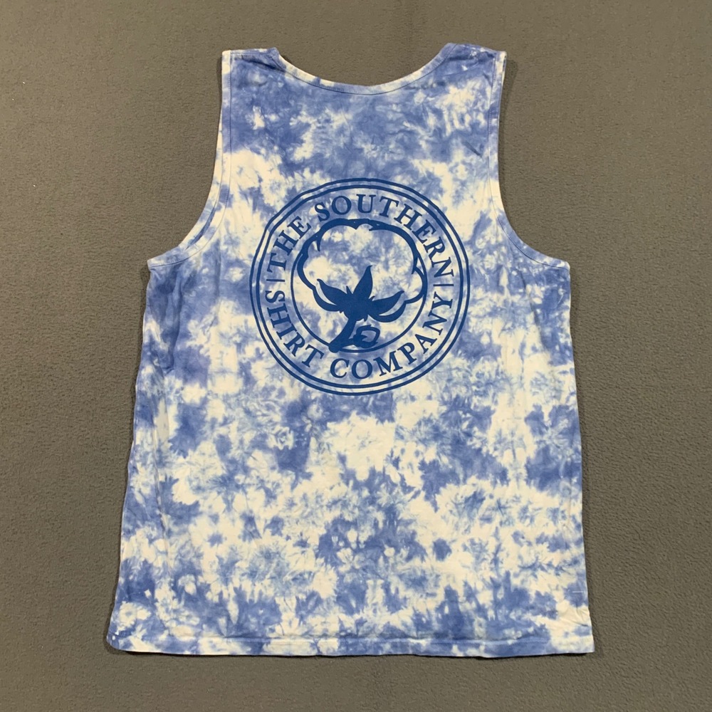 Southern Shirt Company Tank Top Women Size M Blue Tie Dye Pocket Summer Beach